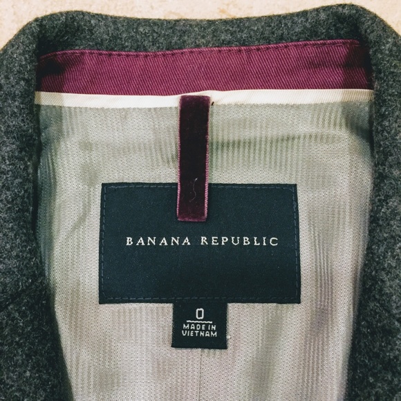 Banana Republic grey wool blazer w/ red accents, 0 - Picture 4 of 5